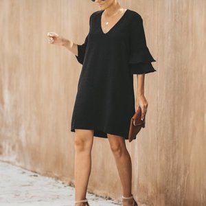 LUSH Clothing Vneck LBD with Bell Sleeves